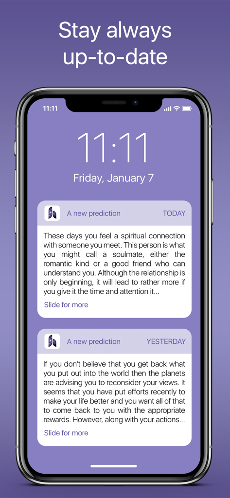 iPhone lock screen showing daily horoscope prediction notifications from the Yodha app.