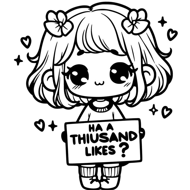 a cute little girl with a sign that says a thousand likes?