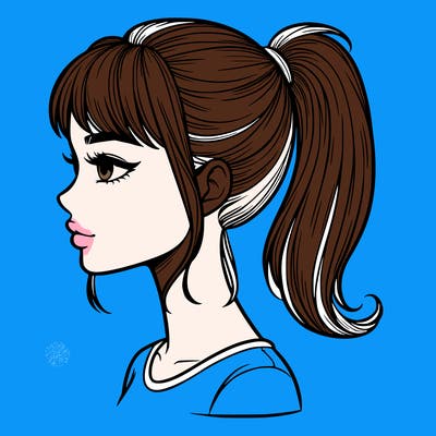 realistic woman with a pony tail hair style