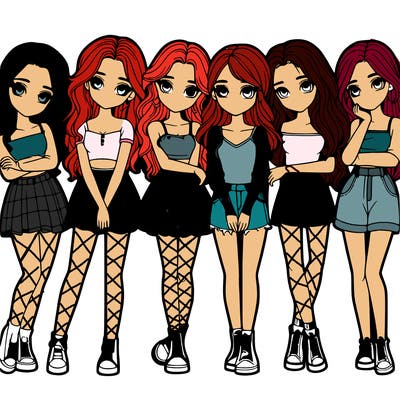 a group of girls realistic