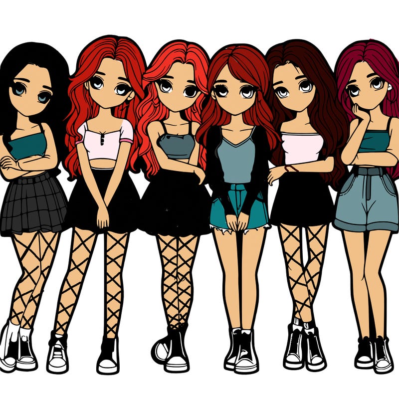 a group of girls realistic