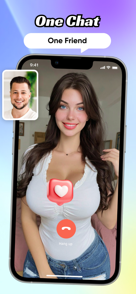 Kula - Video Chat, Meet, Call - A one on one video call interface on the Kula app showing a man and a woman