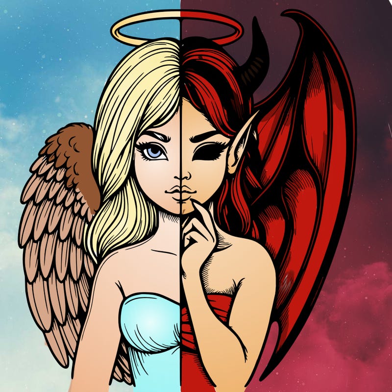 realistic angel half demon