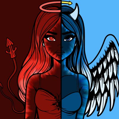 devil vs angel realistic girl