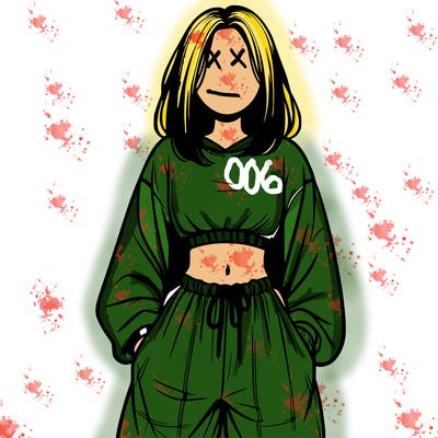 realistic girl faceless with baggy pants and a crop top