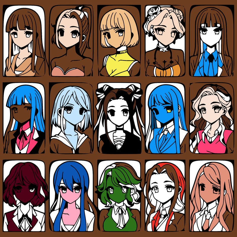 girls that look diffrent anime