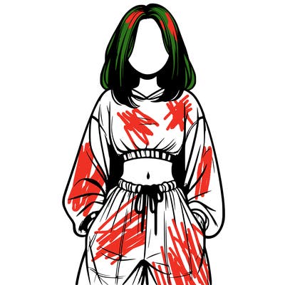 realistic girl faceless with baggy pants and a crop top