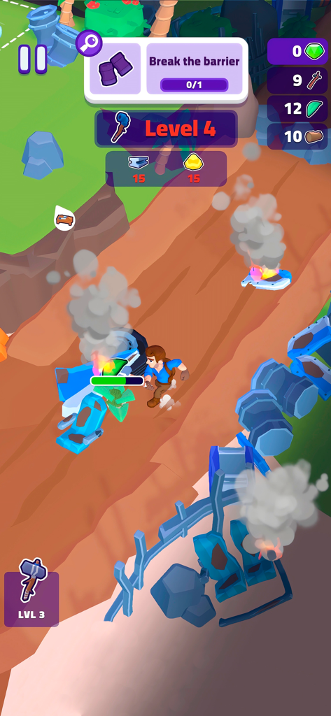 Island Scavenger: Wild Mystery - アイランド・スカベンジャー ワイルド・ミステリーで、障害物を破壊して資源を収集し、目標を達成するキャラクター