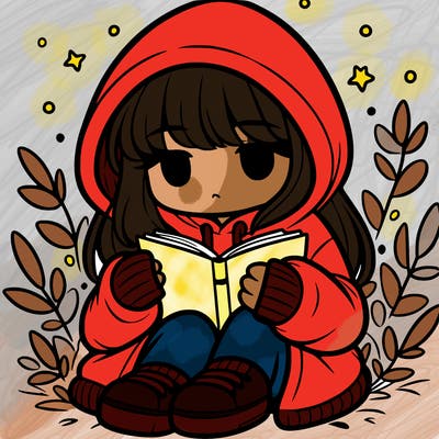 girl in oversized hoodie reading a book