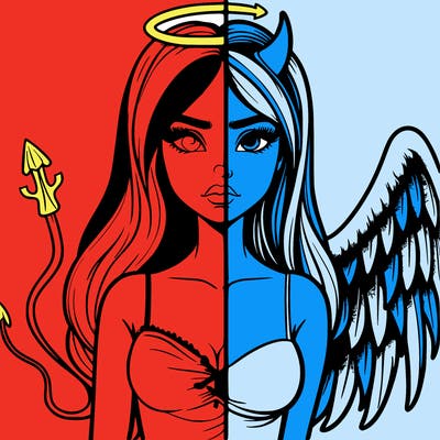devil vs angel realistic girl