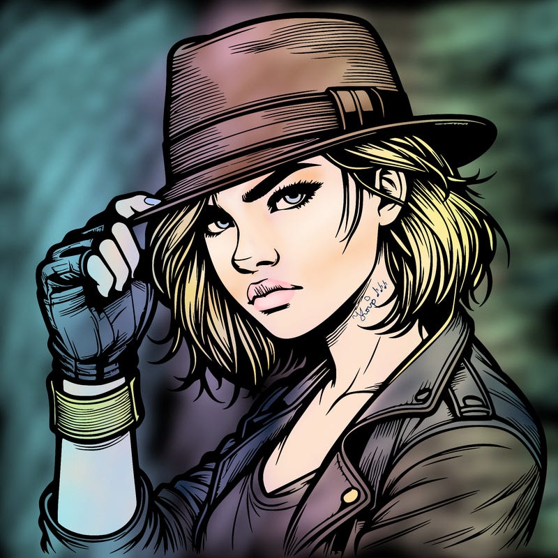 realistic tough girl with hat