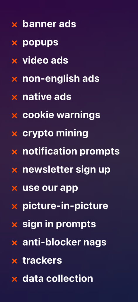 Wipr 2 - Vertical list of web annoyances and ads blocked by Wipr 2