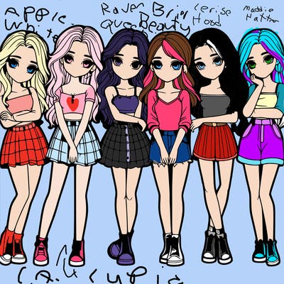 a group of girls realistic