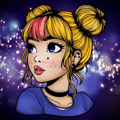 realistic girl with spacebuns