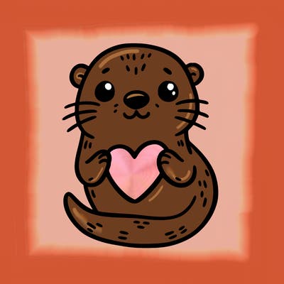 otter with a heart