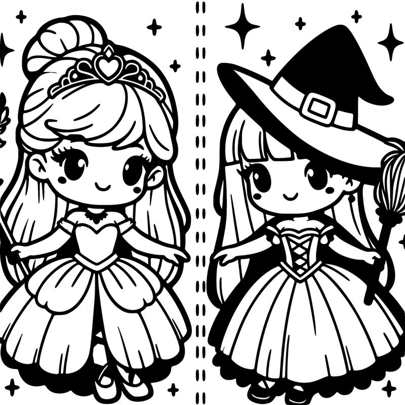 pretty split of witch and princess