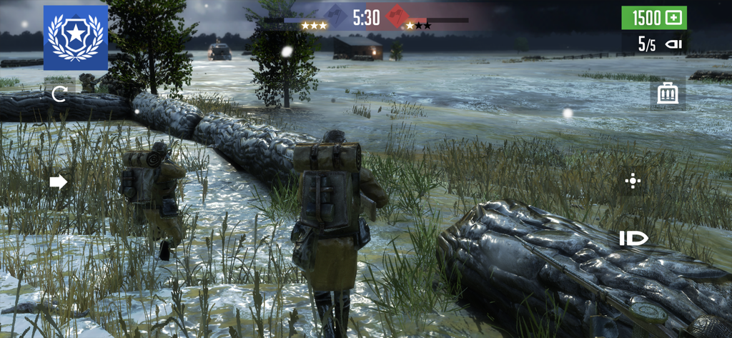 Third person shooter combat in Noblemen 1896 showing soldiers on a snowy field