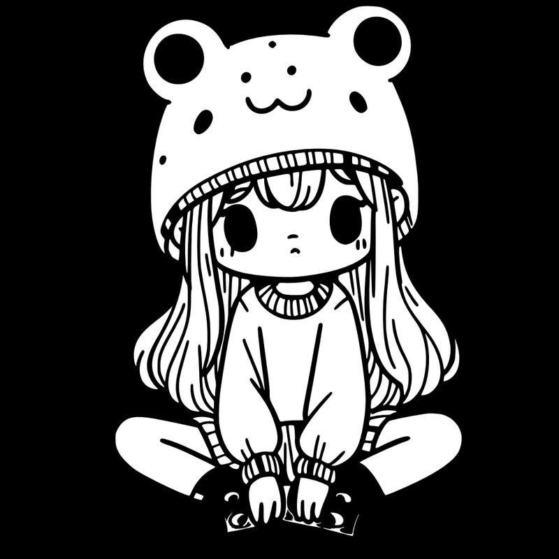 a girl wearing a frog hat and some frog socks