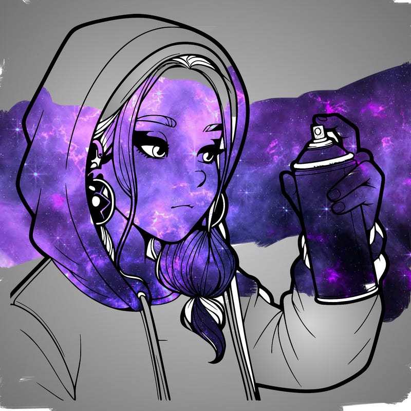 a realistic girl, spray painting