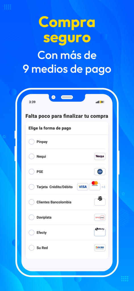 Pinbus - Mobile interface of Pinbus app showing secure payment options for Colombian bus tickets