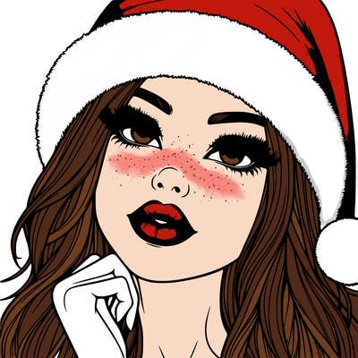 realistic christmas girl with lips