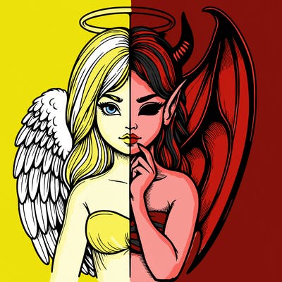 realistic angel half demon