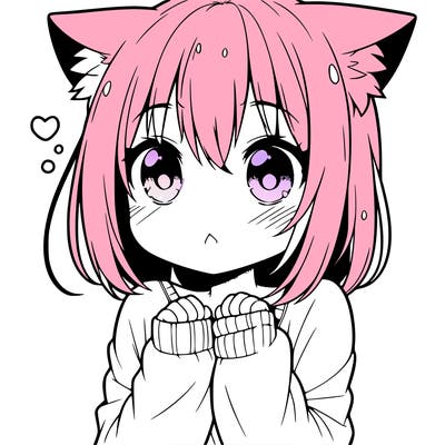 shy anime catgirl