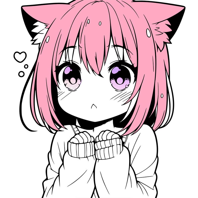 shy anime catgirl