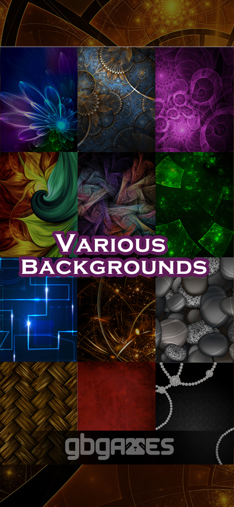 Mahjong Master - A grid showcasing various artistic and colorful background options for the Mahjong Master game