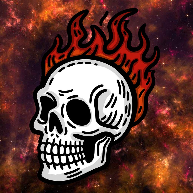 skull head with flames