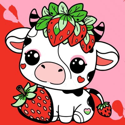 cute strawberry cow