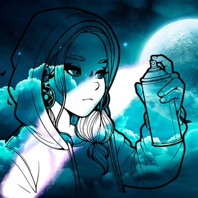 a realistic girl, spray painting