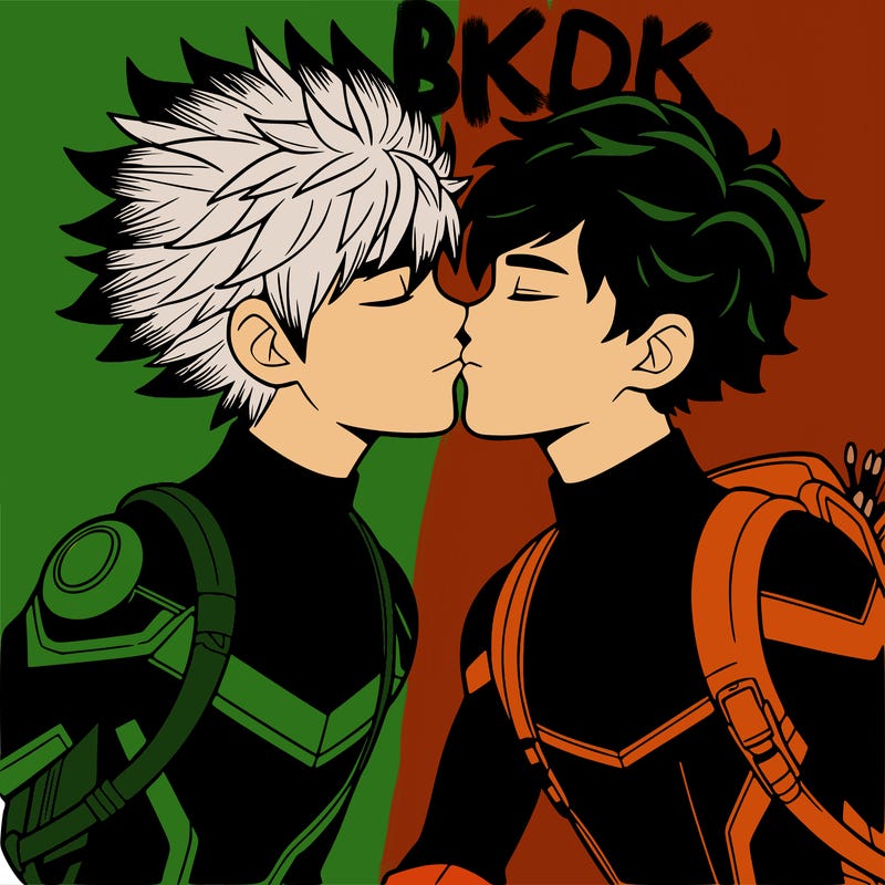 bakugo and deku (from my hero academia) kissing