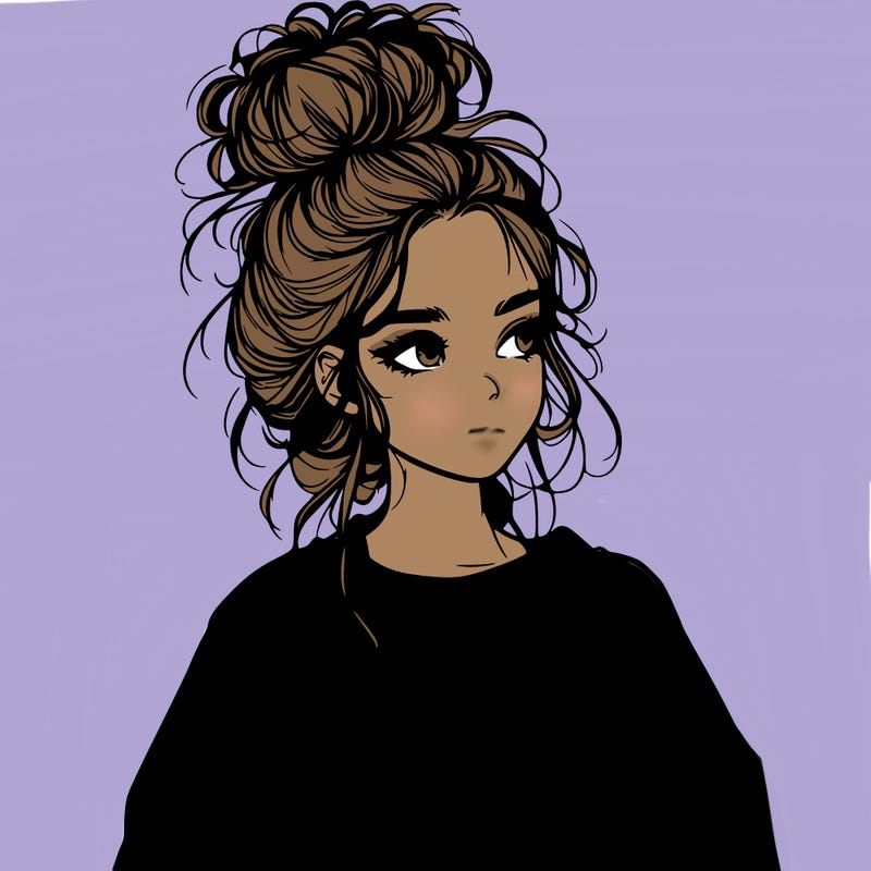 realistic girl with messy bun and oversized clothing