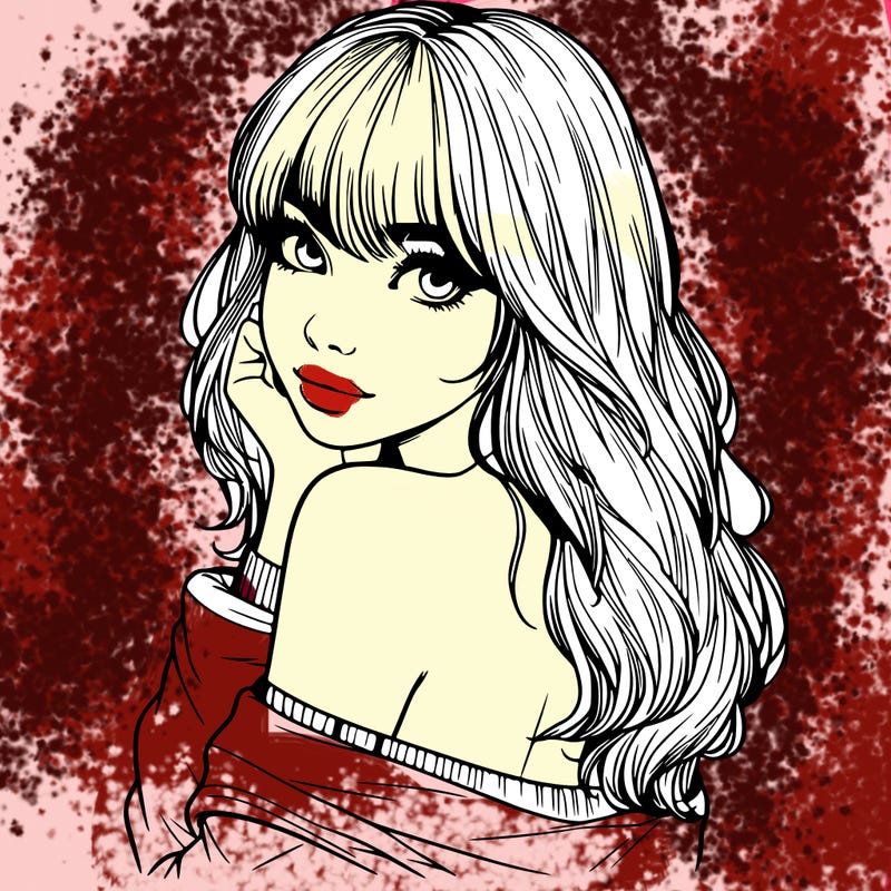 realistic girl with bangs looking over her shoulder