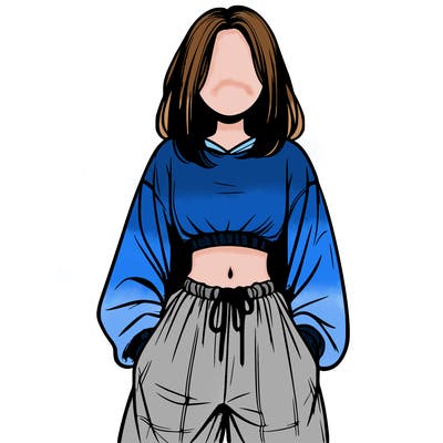 realistic girl faceless with baggy pants and a crop top