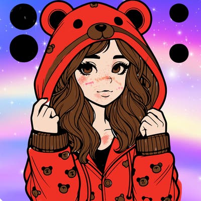 realistic girl in a animal pjs hoodie