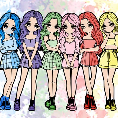 a group of girls realistic