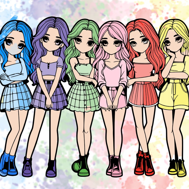 a group of girls realistic