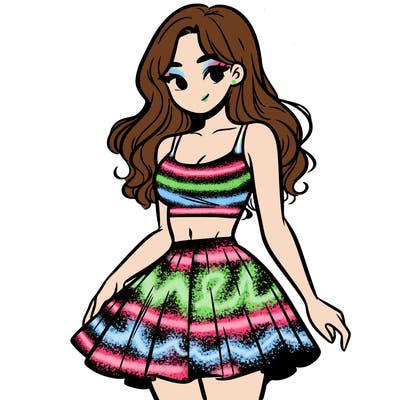 woman in a skirt and crop top