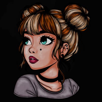 realistic girl with spacebuns