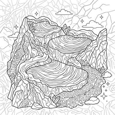 Immerse yourself in the breathtaking beauty of glacial landscapes with this stunning adult coloring page. Featuring highly detailed cirque glaciers and intricate mountain patterns, it offers a perfect escape for mindful coloring.