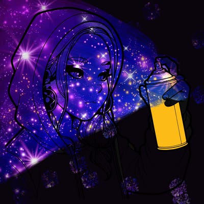 a realistic girl, spray painting