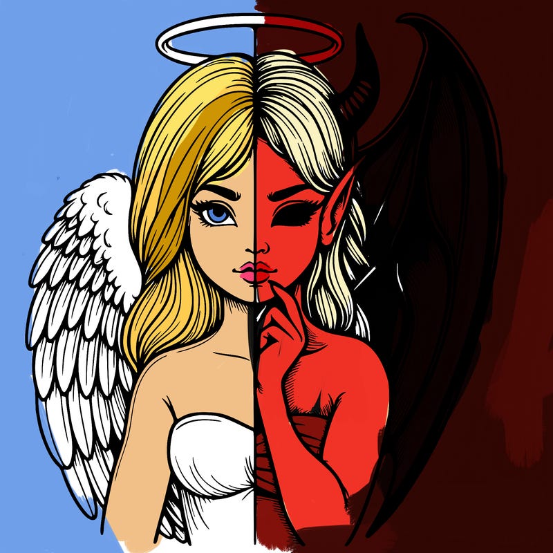 realistic angel half demon