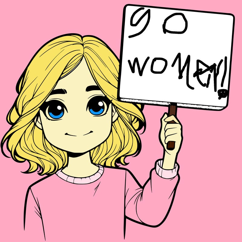 realistic girl holding up a sign