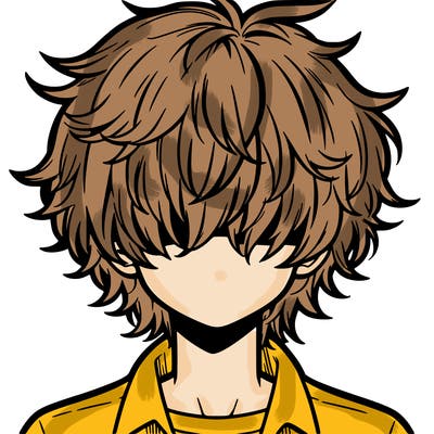 manga boy fluffy hair covering his eyes
