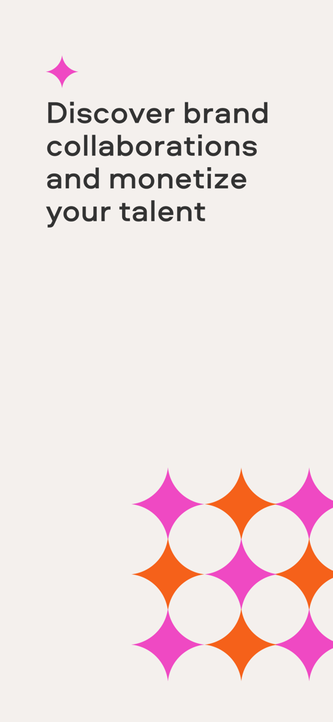 Textgrafik mit der Aufschrift: Entdecke Marken-Kollaborationen und monetarisiere dein Talent für Creator.
