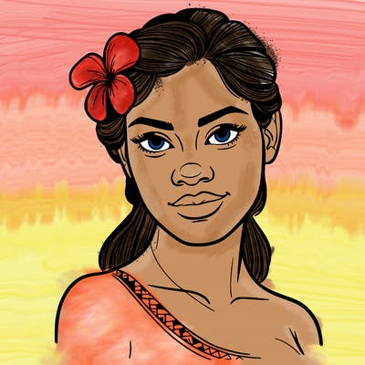 a realistic polynesian woman with a samoan pacific look and a taupou
