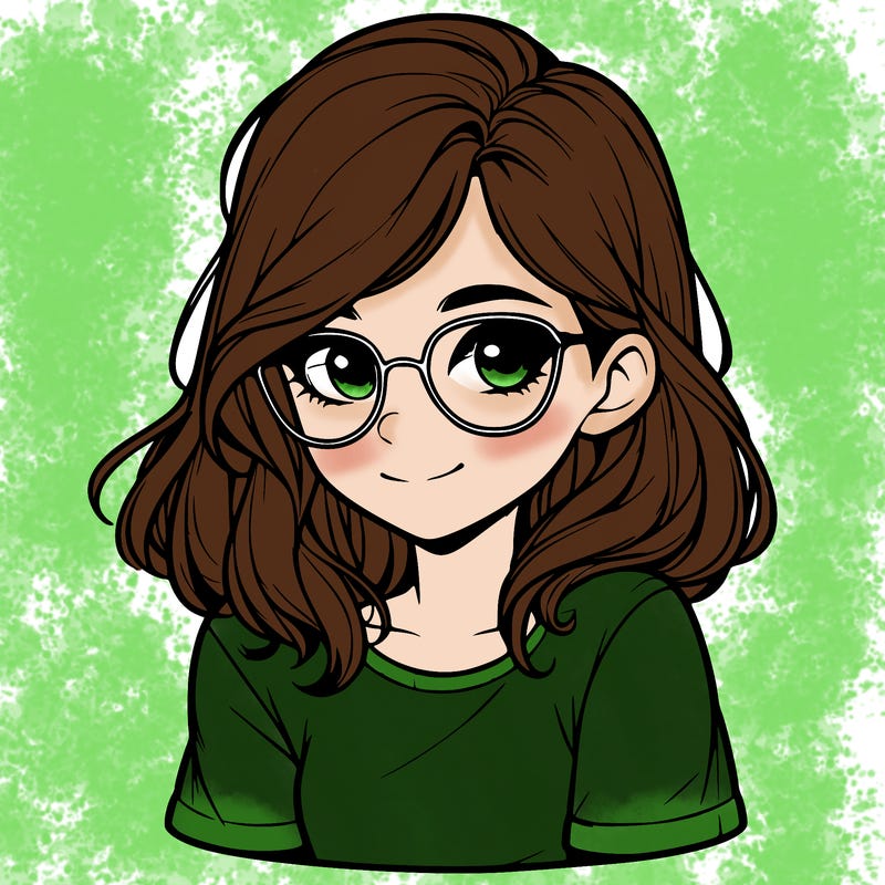 realistic girl with glasses