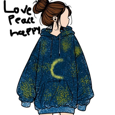 realistic girl with a oversized sweatshirt on and a bun